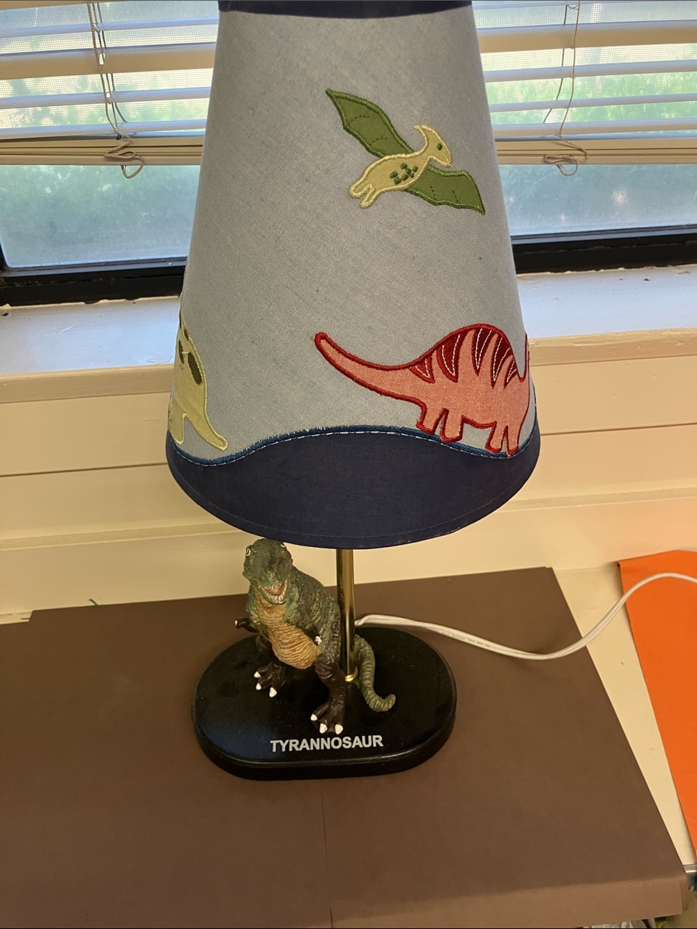 Tyrannosaurus Dinosaur Table Lamp with Blue Dino Shade